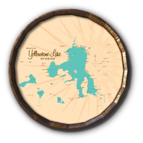 Yellowstone Lake Wyoming Barrel End Map Art Lakebound®