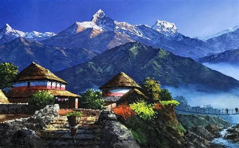 Mount Annapurna View From Dhampus Nepal Original Painting Etsy
