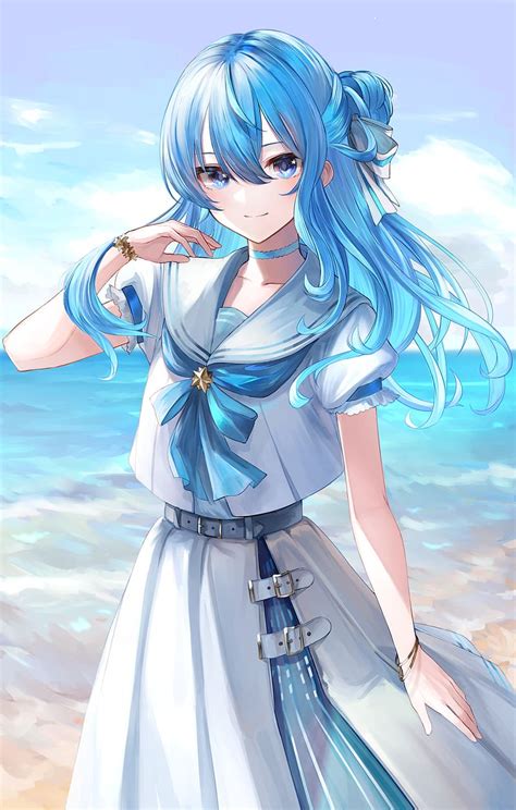 P Free Download Anime Anime Girls Hololive Hoshimachi Suisei Long Hair Blue Hair Solo