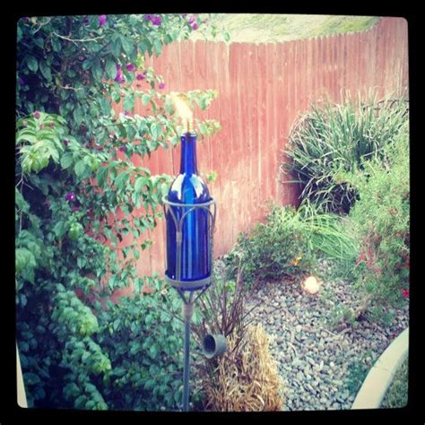 Wine Bottle Tiki Torches Cobalt Blue On Etsy 1650 Wine Bottle