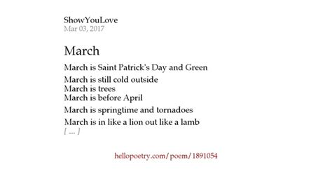 March By Showyoulove Hello Poetry