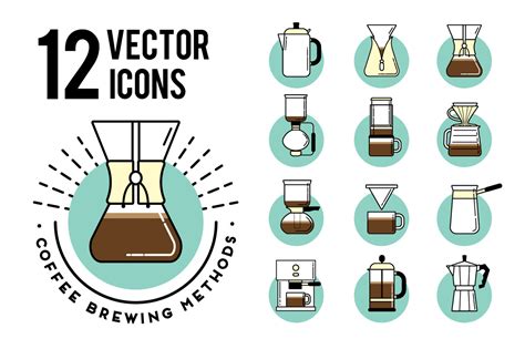 Coffe Brewing Methods Icons Set Behance