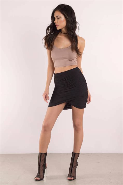 Tobi Mini Skirts Womens Caitlin Heather Grey Mini Wrap Skirt Black ⋆ Theipodteacher