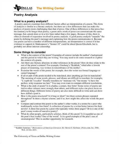 9+ Poetry Analysis Templates - PDF | Free & Premium Templates