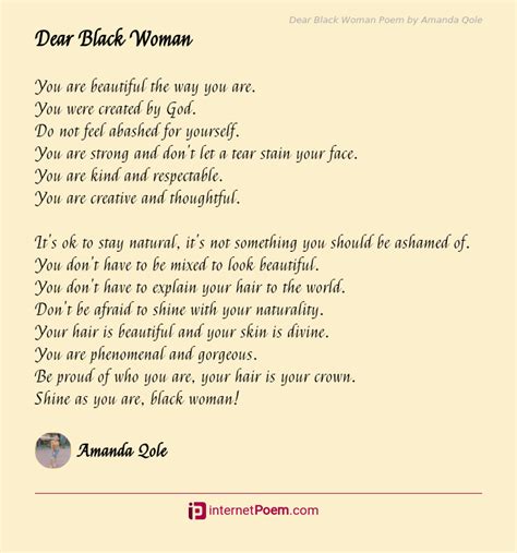 Dear Black Woman Poem By Amanda Qole