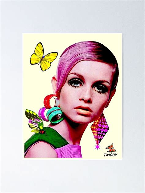 Twiggy Vintage Modelling With Butterflies Print Poster By