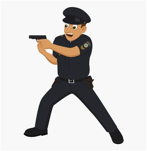 Police Officer Cartoon Drawing Cop Pointing Gun Cartoon Hd Png