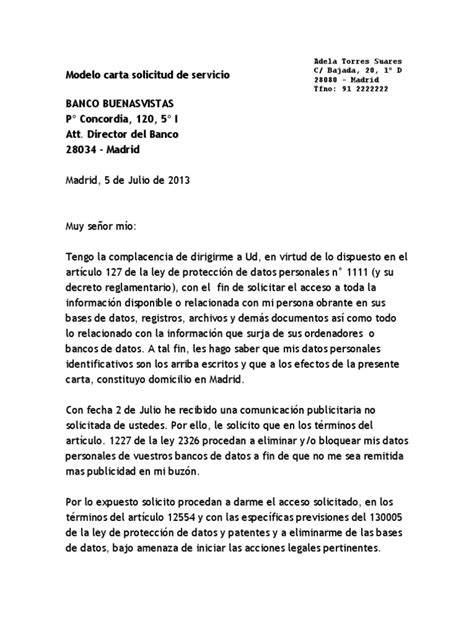 Modelo Carta Solicitud De Servicio Pdf
