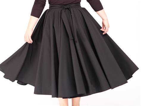 2 Full Circle Skirt Black Skater Skirt Midi Skirt 2 Full Etsy