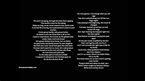 Eminem Lose Yourself Lyrics With Song Youtube