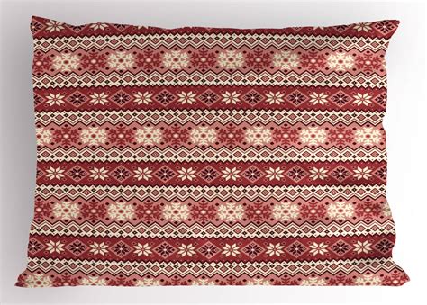 Nordic Pillow Sham Ancestral Classic Scandinavian Geometric Pattern