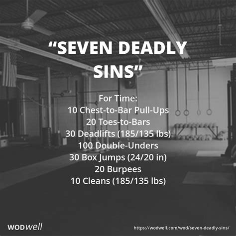 Seven Deadly Sins Crossfit Wod For Time 10 Chest To Bar Pull Ups