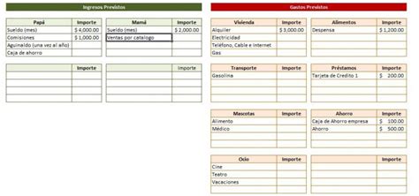 Presupuesto Familiar Ejemplos Formatos Word Excel