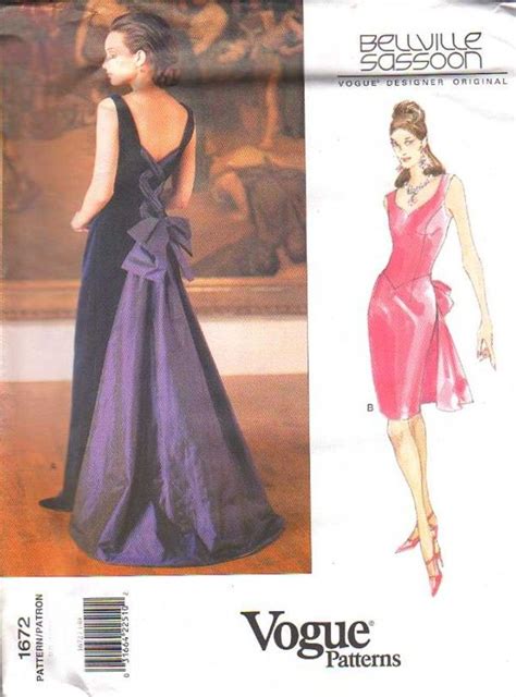 Vogue 1672 Formal Dresses Oop C1995 Gown Sewing Pattern Dress