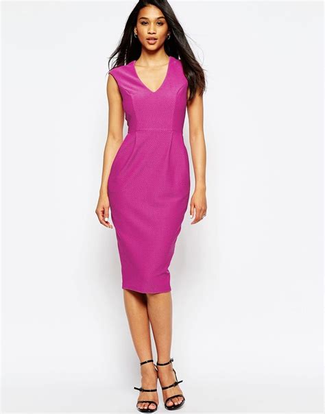 Image 1 Of Asos Wiggle Dress With V Neck In Textured Jersey Nordstrom