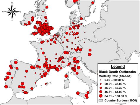 Recorded Black Death Outbreaks And Mortality Rates Across