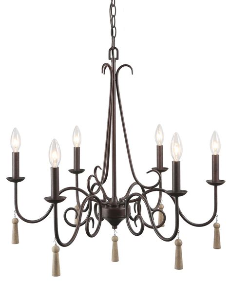 Lnc 5 Light Chandelier French Country Shabby Chic Adjustable Brown Rust