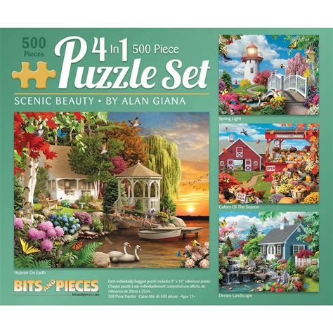 Bits And Pieces 4 In 1 Multi Pack Set Of 500 Piece Jigsaw Puzzle For