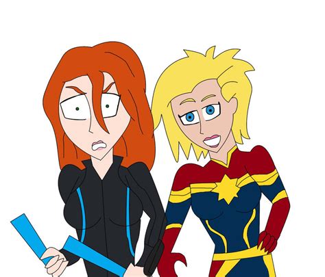 Black Widow And Captain Marvel By Alienhominid2000 On Deviantart