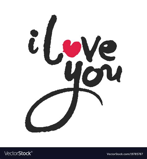 I Love You Calligraphy Lettering With Red Heart Vector Image