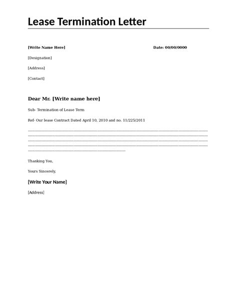 Lease Termination Letter Template Blank Edit Fill Sign Online