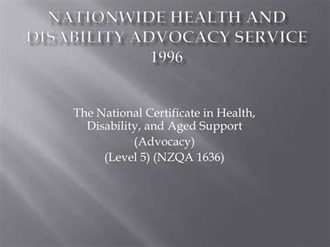 PPT Nationwide Health And Disability Advocacy Service 1996 PowerPoint
