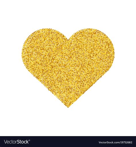 Gold Glitter Heart Shape Isolated Golden Love Vector Image