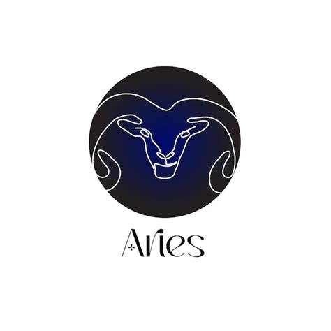 Signo Astrológico Del Zodiaco Aries En Estilo De Arte Lineal En El