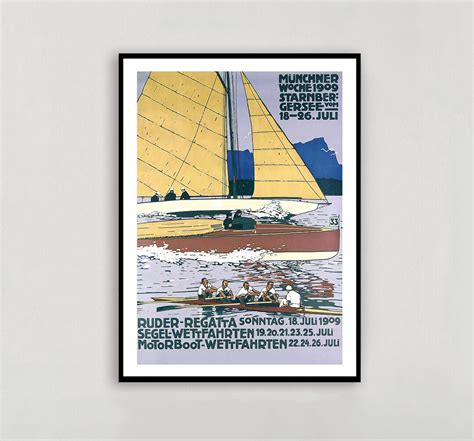 Ruder Regatta Segel Wetfahrten Motorboat Vintage Sport Travel Poster