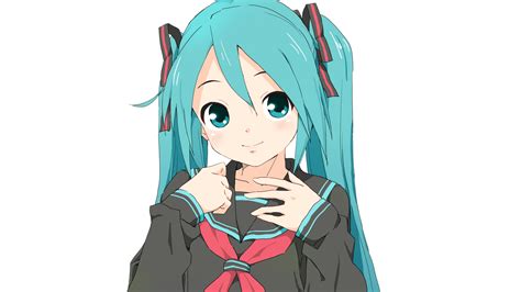 Animated Blue Eyes Blue Hair Blush Hatsune Miku Long Hair School