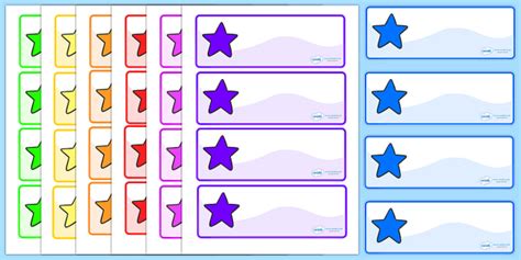 Free Multicoloured Drawer Peg Name Labels With Stars