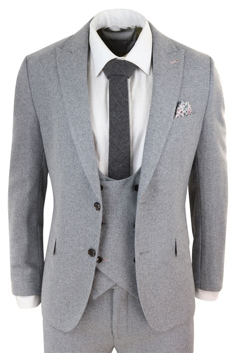 Mens Grey 3 Piece Wool Suit Buy Online Happy Gentleman United States