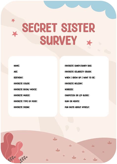 Printable Secret Sister Forms Printable Jd