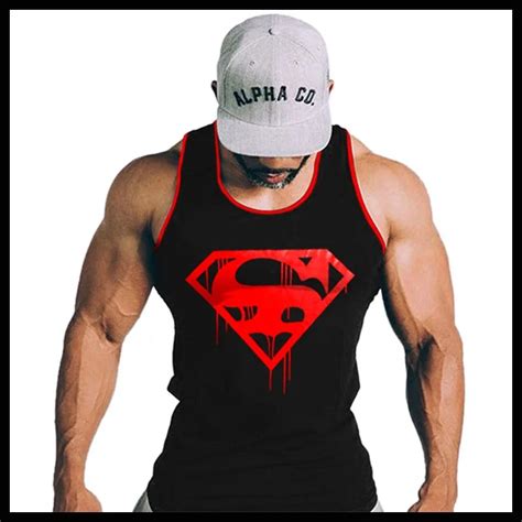 Oa Men Mens Vintage Blood Superman Tank Top Gyms Bodybuilding Stringer