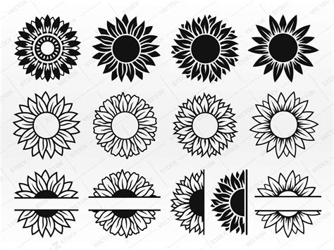 Sunflower Svg Vector Silhouettes Flower Svg Sunflower Svg