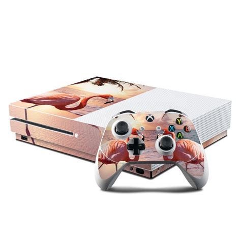 Microsoft Xbox One S Console And Controller Kit Skin Flamingo Palm By