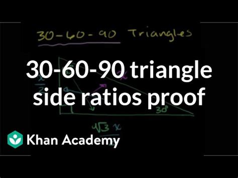 When we find the ratio of two sides in a triangle, the ratio of the corresponding sides in a similar triangle will always be the same. Special right triangles proof (part 1) (video) | Khan Academy