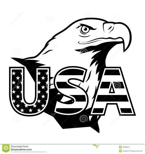 American Eagle With Usa Stylized Lettering Stock Vector