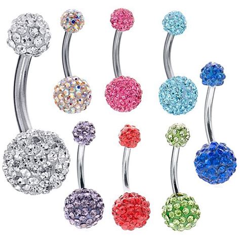 Freshtrends Swarovski Crystal Colorful Ferido Surgical Steel Belly Button Navel Rings Belly