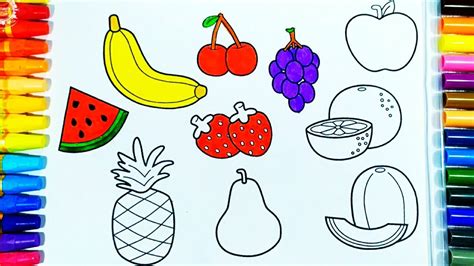 Buku ini bisa digunakan untuk mengajar atau memperkenalkan angka kepada anak usia dini. Belajar mewarnai gambar buah-buahan | drawing and coloring ...