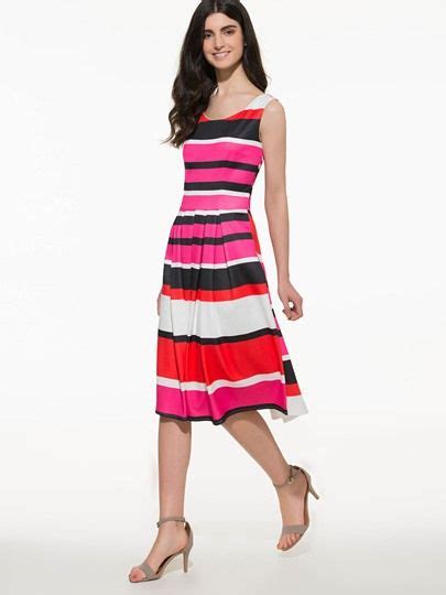 Round Neck Color Block Sleeveless Women S Day Dress Plus Size Available Ladies Day Dresses