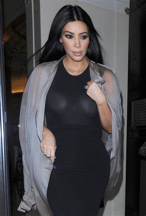 Kim Kardashian Shows Off Boobs In Sheer Top As She Steps Out In London