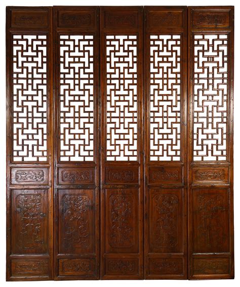Find all of it right here. Consigned Chinese Antique Handcraft 5 Panels Wooden Screen ...
