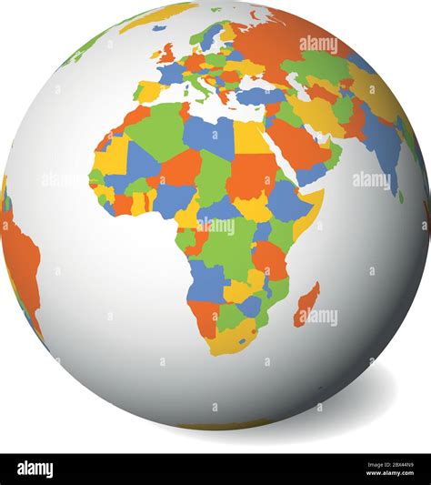 Blank Political Map Of Africa 3d Earth Globe With Colored Map Vector
