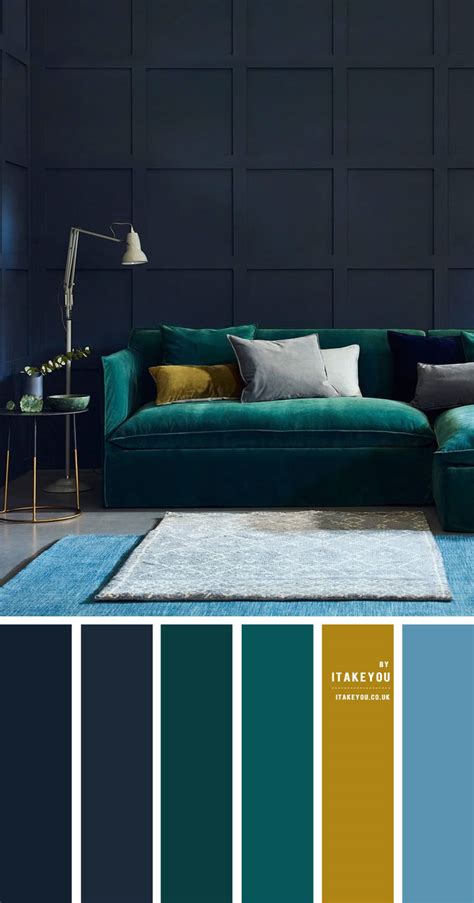 Dark Blue And Emerald Living Room Living Room Colour Ideas