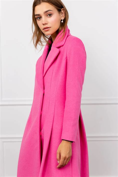 Pinky Reefer Wool Coat Hot Pink Wool Coat For A Vibrant Way To Stay