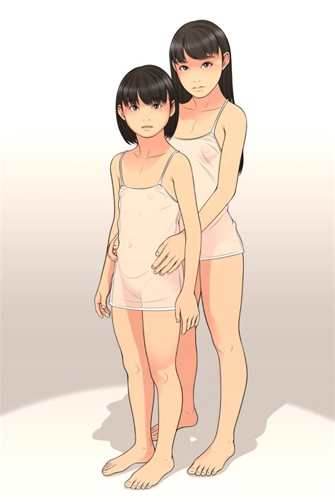 Shinchou Ni Kansuru Kousatsu Highres Girls Age Difference Barefoot Black Hair Breasts