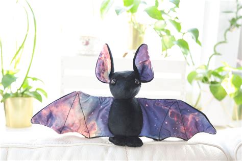 Black Galaxy Bat Stuffed Animal Plush Toy Bat Plushie Beezeeart