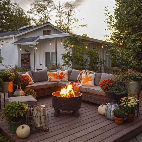 Autumn Nights Deck Living And Cozy Fire Pit Outdoor Patio Decor Fall