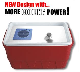 While you can also put ice cubes or crushed ice in there, a big slab of solid water just doesn't melt. Portable Cooler Air Conditioner 12 volt by KoolerAire $39.95